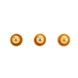 A set of three 18ct gold dress studs. Each designed as a dome, with plain reverse. Hallmarks for