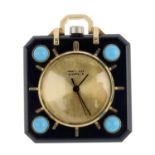 VAN CLEEF & ARPELS - a mid 20th century travel clock. The square onyx panel, with central circular