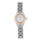 EBEL - a lady's Onde bracelet watch. Stainless steel case with yellow metal bezel. Reference 01 1 15