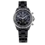 CHANEL - a gentleman's J12 chronograph bracelet watch. Ceramic case with calibrated bezel and