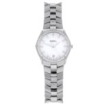 EBEL - a lady's Classic Sport bracelet watch. Stainless steel case with factory diamond set bezel.