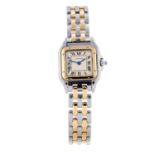 CARTIER - a Panthere bracelet watch. Stainless steel case with yellow metal bezel. Reference 166921,