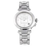 CARTIER - a Pasha bracelet watch. 18ct white gold case. Reference 2308, serial MG283767. Automatic