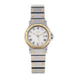 CARTIER - a Santos Ronde bracelet watch. Stainless steel case with yellow metal bezel. Numbered