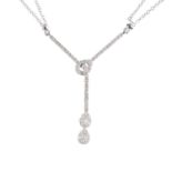 MAPPIN & WEBB - an 18ct gold diamond necklace. The brilliant-cut diamond lariat motif drop, with