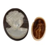 A selection of lava, agate and mother-of-pearl loose cameo panels. To include an intaglio agate