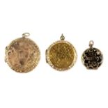 A selection of mainly late 19th to early 20th century lockets, fobs and cufflinks. To include an