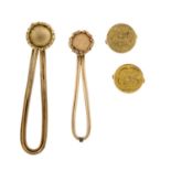 A selection of 19th century gold plated jewellery and accessories. To include two early 19th century