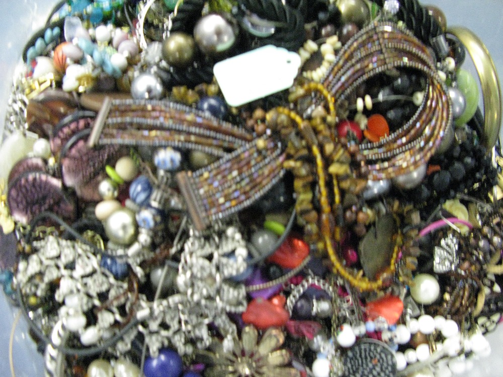 A bag containing a large quantity of costume jewellery. Many AF. Weight approximately 10kg. Due to - Image 2 of 2