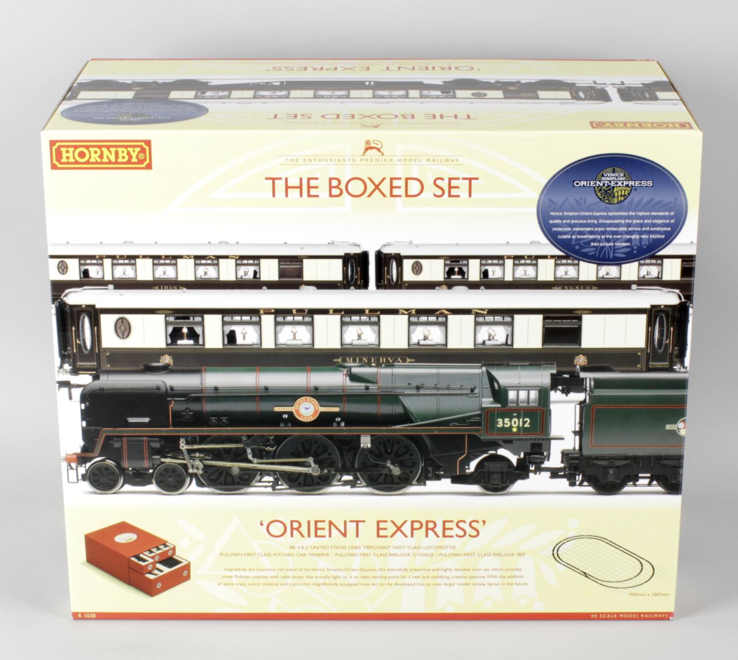 A Hornby 00 gauge 'Orient Express', 'The boxed set' model train set comprising locomotive, carriages