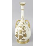 A Royal Worcester bone china vase, the ivory coloured ground decorated with leaves and berries,