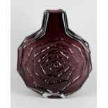 A Geoffrey Baxter for Whitefriars textured glass 'Banjo' pattern vase in aubergine, 12.75 (32.5cm)