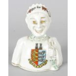 Suffragette interest, an unusual 'Swan China' crested china bust, twin sided with the face of a