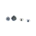 Four brilliant-cut diamonds. Estimated total diamond weight 0.70ct, approximate size range 0.29 to