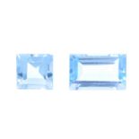 Two vari-shape topazes. To include a rectangular-shape weighing 12.30cts, together with a square-