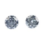 Two brilliant-cut diamonds, total weight 0.71ct. Approximate size 0.33 and 0.38ct. Estimated H-I