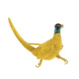 A 9ct gold enamel brooch. Designed as a textured pheasant, with polychrome enamel head. Hallmarks
