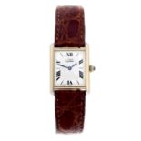 CARTIER - a Must de Cartier wrist watch. Gold plated silver case. Reference 1615, serial CC210828.