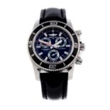 BREITLING - a gentleman's SuperOcean chronograph wrist watch. Stainless steel case with calibrated