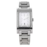 BULGARI - a mid-size Rettangolo bracelet watch. 18ct white gold factory diamond set case.