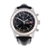 BREITLING - a gentleman's Navitimer World chronograph wrist watch. Stainless steel case with inner