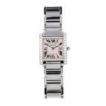 CARTIER - a Tank Francaise bracelet watch. Stainless steel diamond set case. Reference 2465,