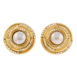 CHANEL - a pair of large imitation pearl clip-on earrings. Each designed with an imitation mabe