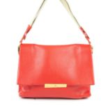 CÉLINE - a Blade crossbody handbag. Crafted from red calfskin leather with gold-tone hardware, a