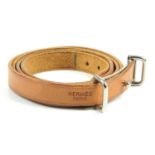 HERMÈS - a vintage 3 Tour bracelet. Designed as a dark beige leather strap with silver-tone buckle