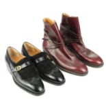 AUBERCY - two pairs of gentlemen's bespoke shoes. To include a pair of black leather and suede