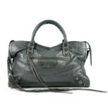 BALENCIAGA - a grey Classic City handbag. Crafted from glazed grey lambskin leather, featuring