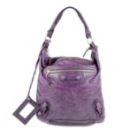 BALENCIAGA - a purple Giant Brogues Covered Day handbag. Crafted from distressed purple lambskin