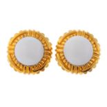 CHANEL - a pair of clip-on earrings. Each designed as an imitation white glass pearl, within a