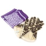 ASPINAL OF LONDON - a pair of gloves and a silk handkerchief. The gloves, crafted from soft cream