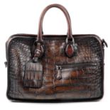 BERLUTI - a brown alligator Deux Jours briefcase. Crafted from brown alligator leather, featuring