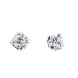 A pair of 18ct gold brilliant-cut diamond stud earrings. Estimated total diamond weight 0.30ct, I-