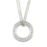 BOODLES - a diamond 'Roulette' pendant. Comprising a pave-set diamond circle, with similarly-