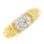VAN CLEEF & ARPELS - an 18ct gold diamond dress ring. The pave-set diamond curved panel, with