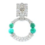 VAN CLEEF & ARPELS - an Art Deco emerald and diamond pin. Designed as a pave-set diamond and