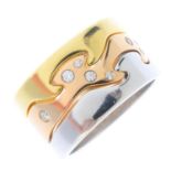 GEORG JENSEN - an 18ct gold diamond 'Fusion' ring. Of tri-colour design, comprising three,