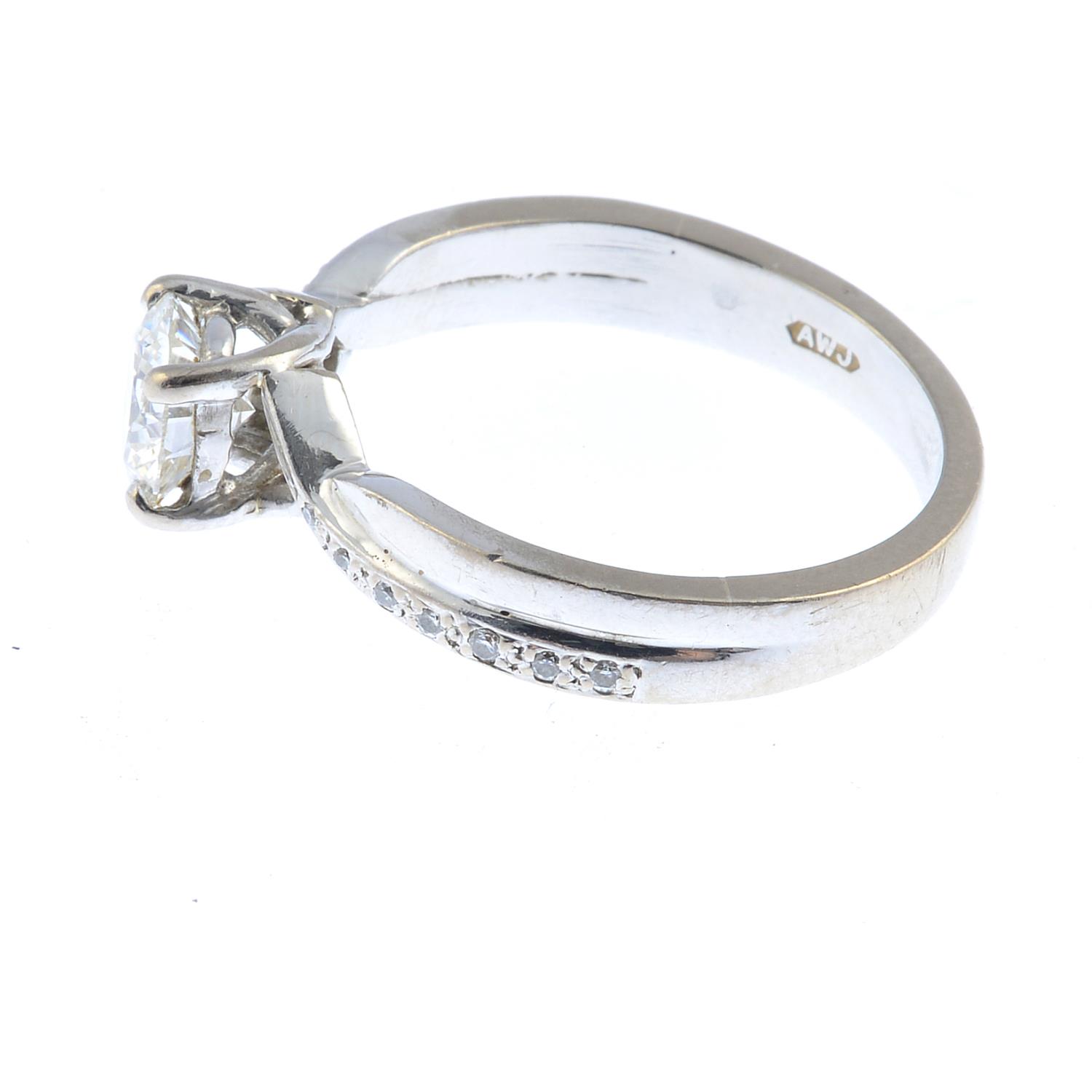 An 18ct gold diamond single-stone ring. The brilliant-cut diamond, weighing 0.85ct, with brilliant- - Image 3 of 3