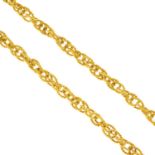 KUTCHINSKY - a 1970s 18ct gold necklace. The rope-twist chain, with spring ring clasp. Maker's