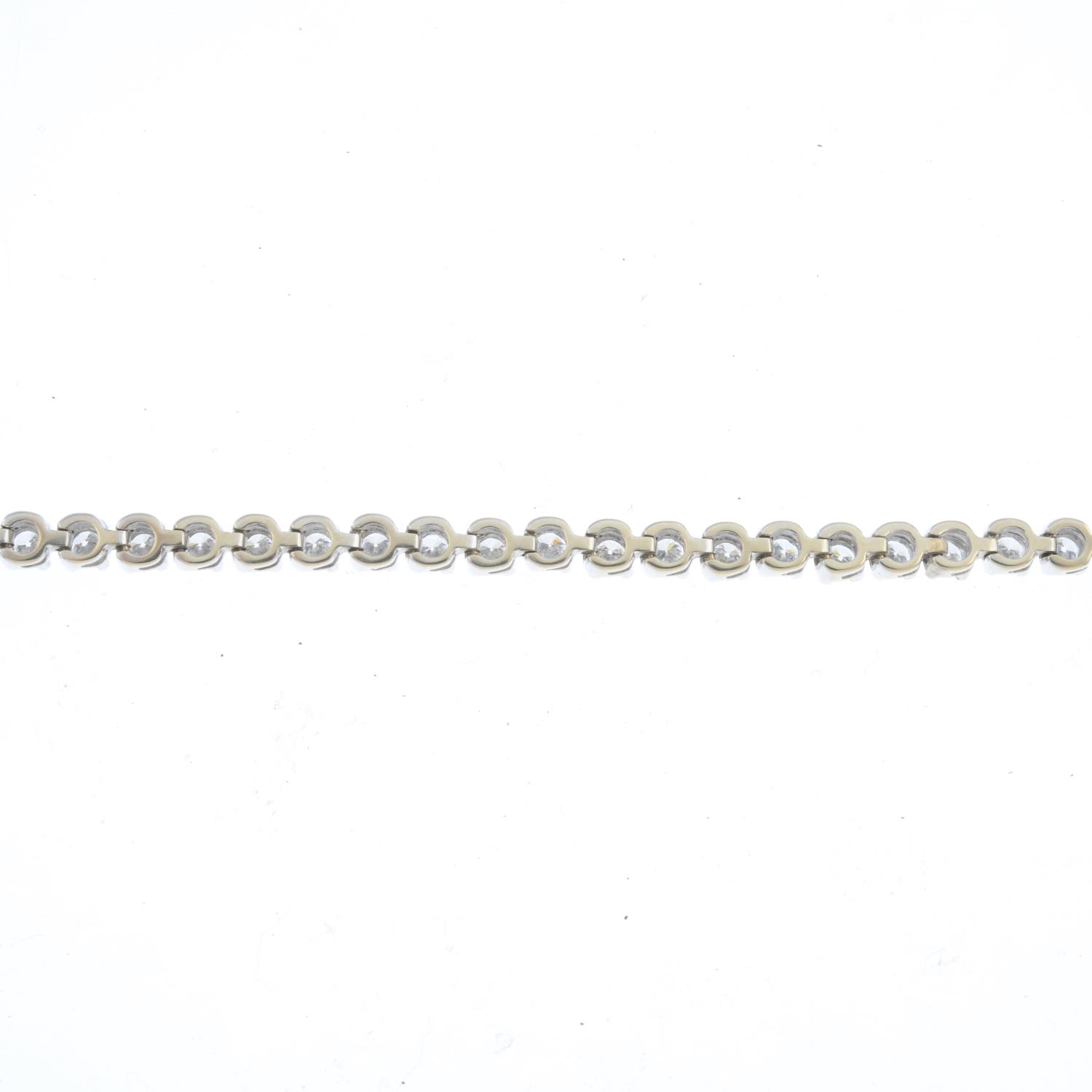 A diamond bracelet. Designed as a brilliant-cut diamond line, with partially concealed push-piece - Image 2 of 3
