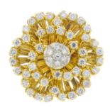 A diamond ring. Of floral design, the single-cut diamond cluster, with brilliant-cut diamond