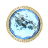 IPPOLITA - a topaz and diamond 'Lollipop' ring. The circular-shape blue topaz, with brilliant-cut