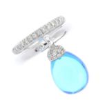 CHANTECLER - an 18ct gold diamond and gem-set 'Anello Firmato' ring. The blue gem cabochon tapered