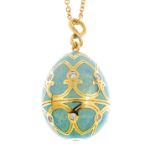 FABERGE - an 18ct gold diamond and enamel 'Palais Tsarskoye Selo' pendant. Designed as a turquoise