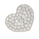 An 18ct gold diamond dress ring. Designed as a pave-set diamond recessed heart-shape panel, with