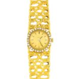 OMEGA - a lady's 1960s 18ct gold diamond cocktail watch. The circular-shape dial with baton hour