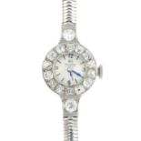 BUCHERER - an Art Deco diamond cocktail watch, with replacement strap. The circular dial with old-
